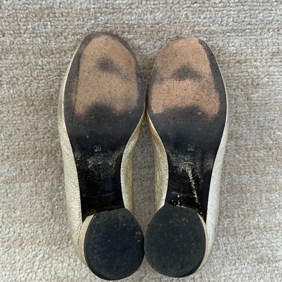 COCLICO Gold Chunky Heels Shoes 36 - Picture 8 of 10